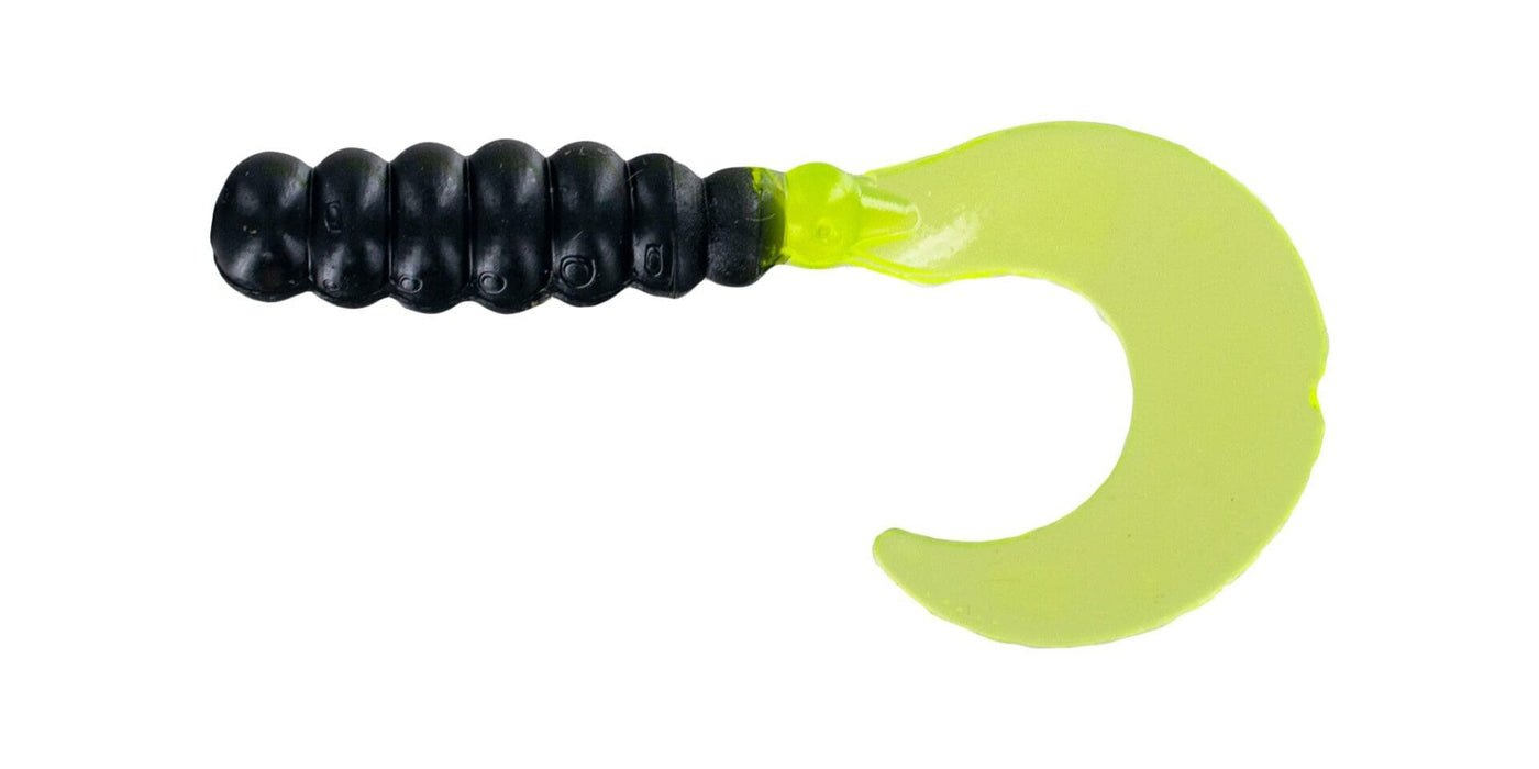 Big Bite Baits Soft Bait BLACK CHARTREUSE FAT GRUB 2"