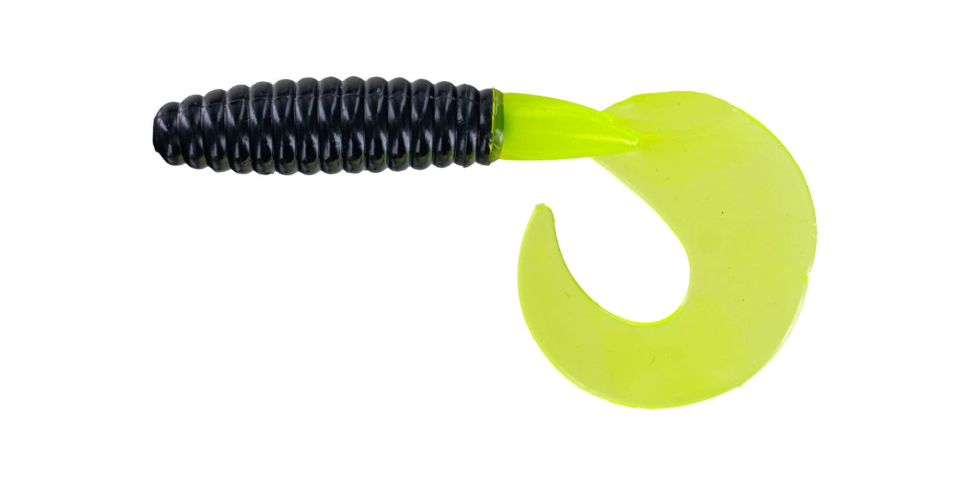 Big Bite Baits Soft Bait BLACK CHARTREUSE "FAT GRUB 3" (10 pack)