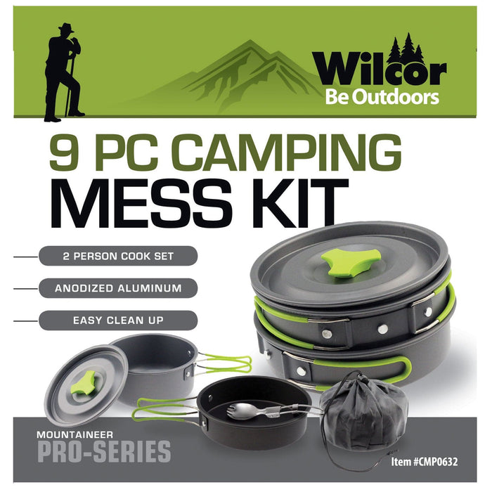 Wilcor Cooking Accessories MESS KIT 9 PC ANODIZED ALUMINUM