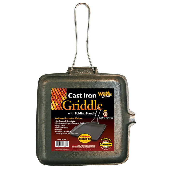 Wilcor Cooking CAST IRON 9.5" GRIDDLE W/HNDL