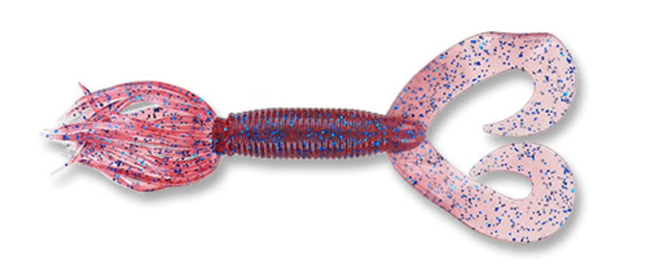 Yamamoto Soft Bait CINNAMON W/ RED & BLUE FLAKE YAM 5" DOUBLE TAIL HULA GRUB (10 pack)