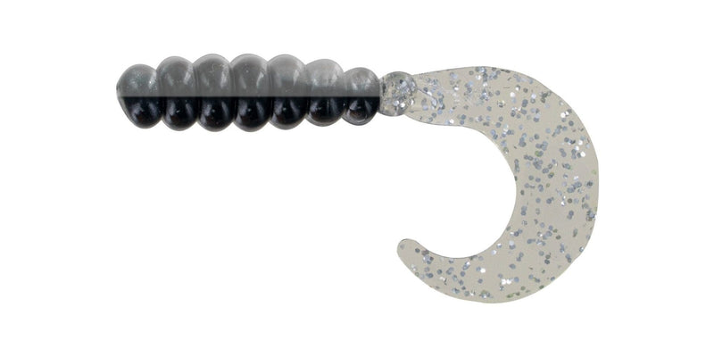 Big Bite Baits Soft Bait BLACK-N-SILVER FAT GRUB 2"