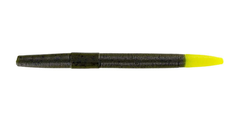 Big Bite Baits Soft Bait GREEN PUMPKIN/CHARTREUSE TIP TRICK STICK 5" (8 PK)