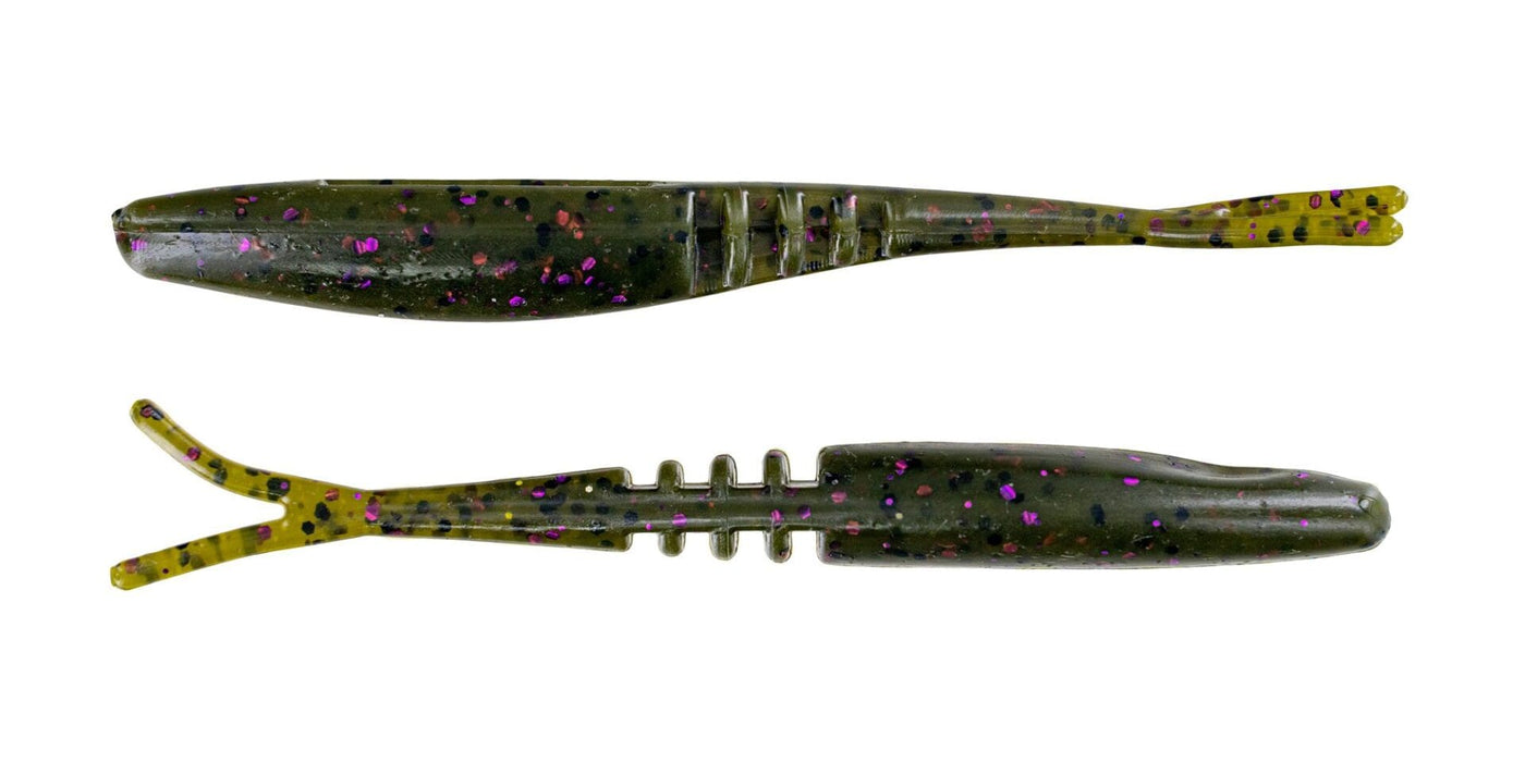 Big Bite Baits Soft Bait GREEN PUMPKIN PURPLE FLAKE 3.75" JOINTED JERK MINNOW (10 PACK)