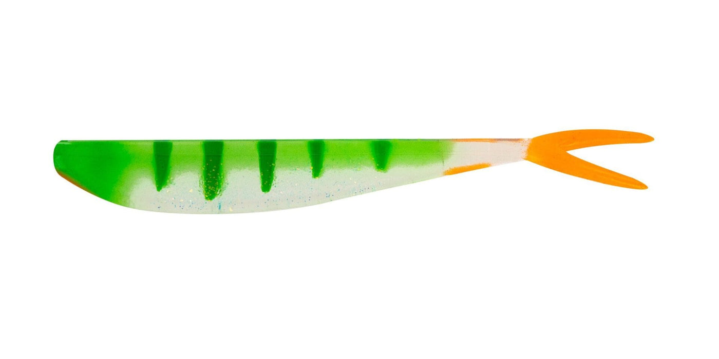 Big Bite Baits Soft Bait LIGHT PERCH /ORANGE TAIL 4" SLIM MINNOW / PAINTED (6 pack)