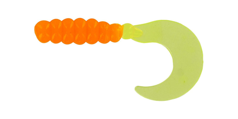 Big Bite Baits Soft Bait ORANGE/CHARTREUSE FAT GRUB 2"