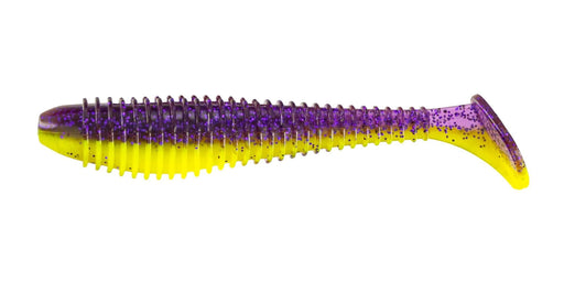 Big Bite Baits Soft Bait PURPLE GLITTER/OPAQUE CHARTREUSE 3.3" PRO SWIMMER (7pack)