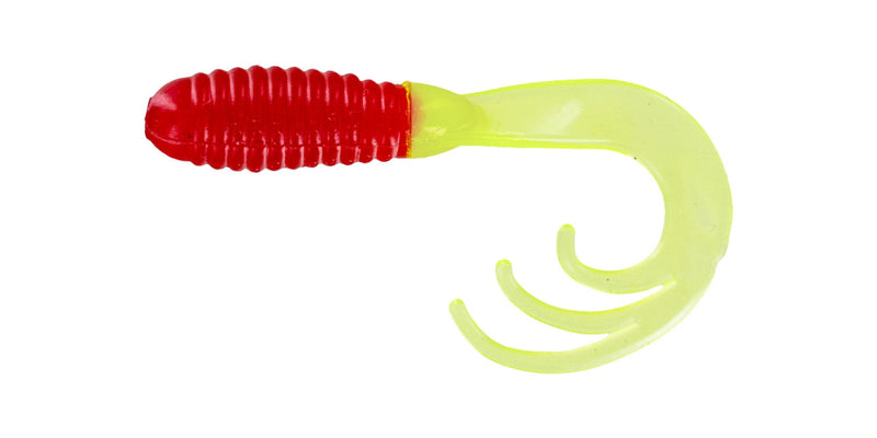 Big Bite Baits Soft Bait RED/CHARTREUSE TRIPLE TIP GRUB 2" (10 pack)