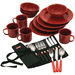 Coleman Cooking Accessories 24-Piece Speckled Enamelware Cook Set - Red