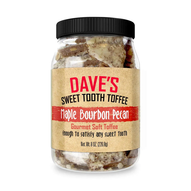Dave's Sweet Tooth Gourmet Soft Toffee Maple Bourbon Pecan Toffee Jar