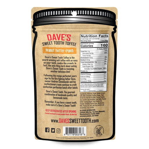 Dave's Sweet Tooth Gourmet Soft Toffee Peanut Butter Crunch Pouch