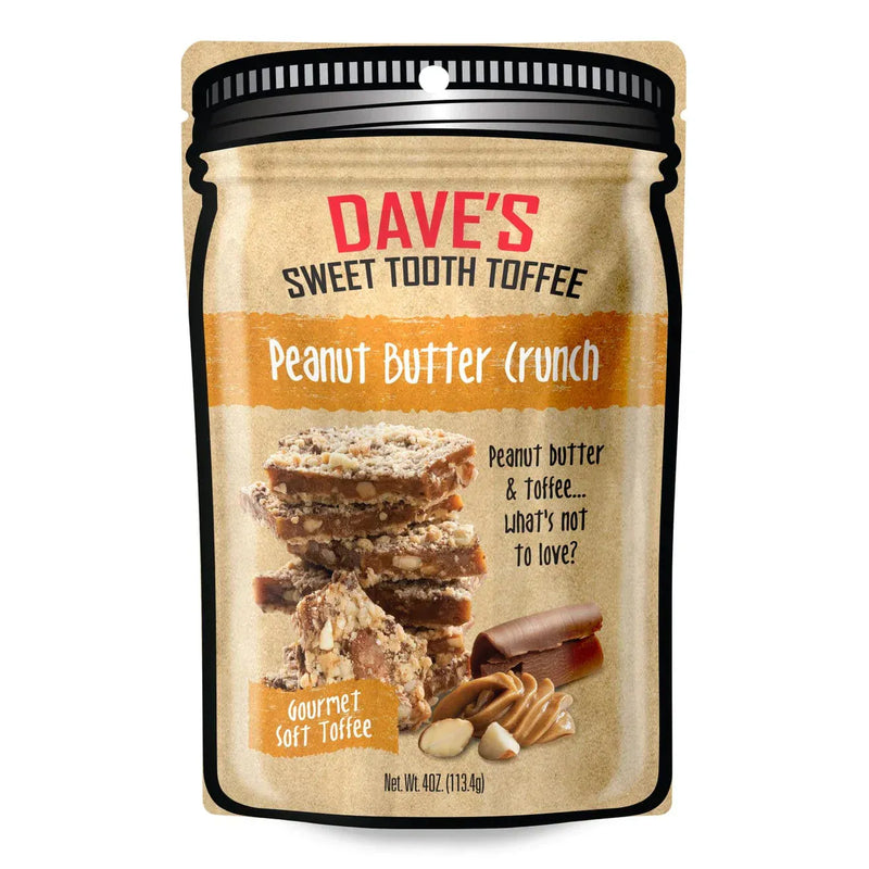 Dave's Sweet Tooth Gourmet Soft Toffee Peanut Butter Crunch Pouch