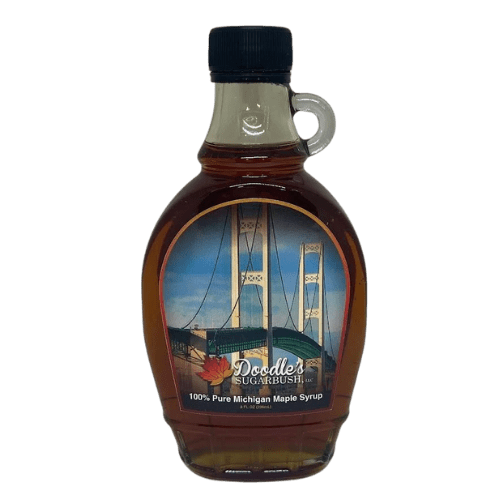 Doodle's Sugarbush Maple Syrup Mackinac Bridge Scene (Michigan Maple Syrup - 8 oz Glass)