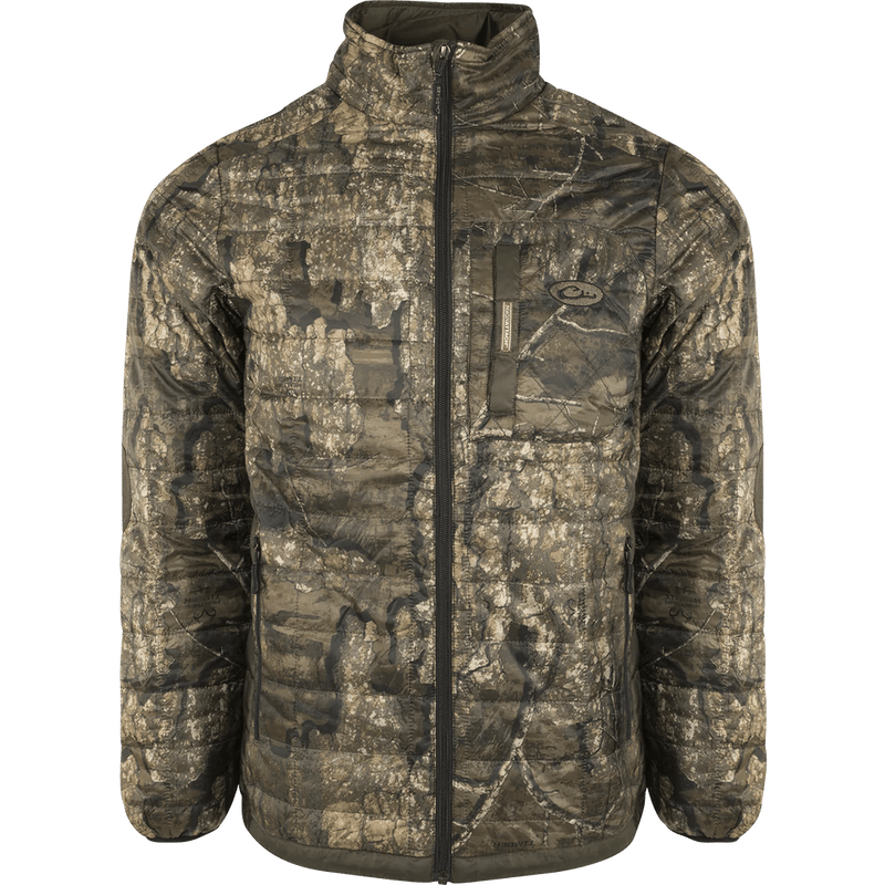 Drake Waterfowl Hunting Jacket MST Camo Synthetic Down Two-Tone Packable Jacket - Realtree Timber Two-Tone