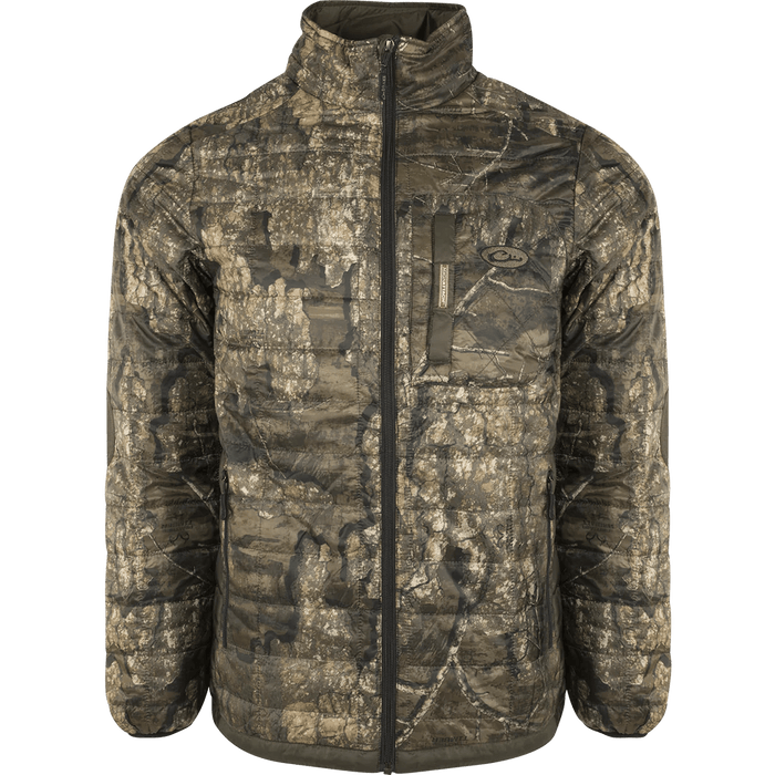 Drake Waterfowl Hunting Jacket MST Camo Synthetic Down Two-Tone Packable Jacket - Realtree Timber Two-Tone