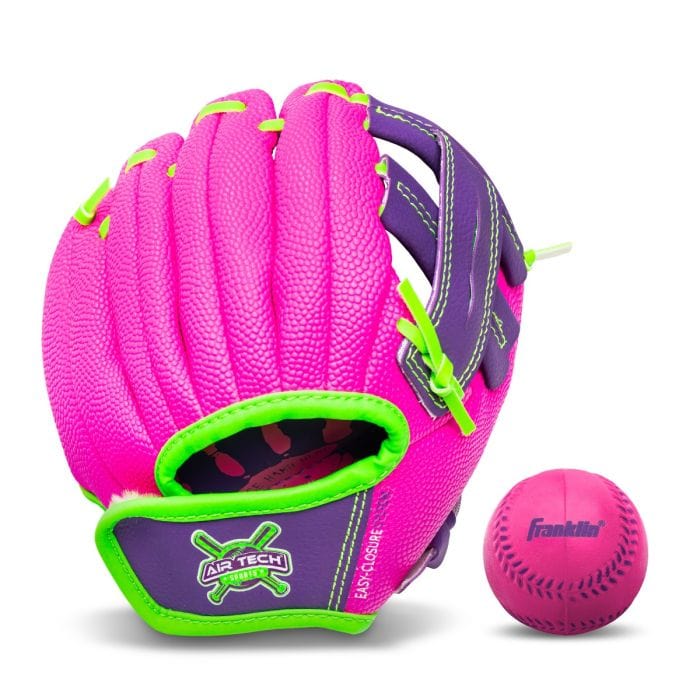 Franklin Sports Baseball Accesories PINK/PURPLE AIR TECH ADAPT SERIES T-BALL FIELDING GLOVE 8.5"