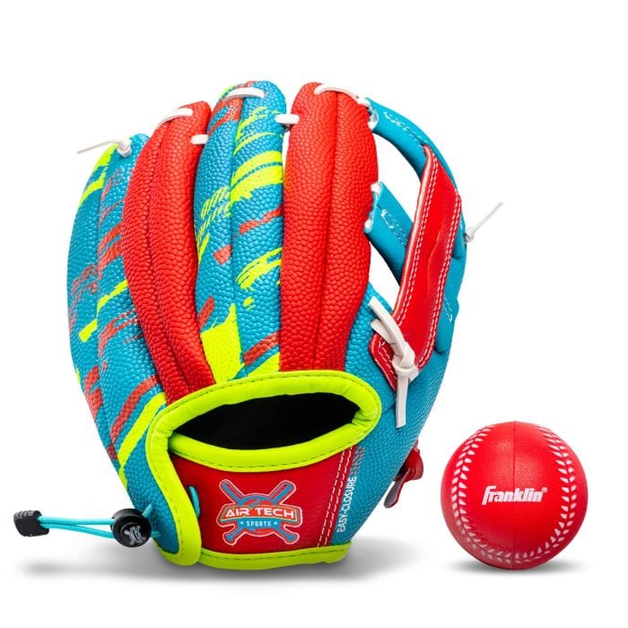 Franklin Sports Baseball Accesories RED AIR TECH TEE BALL FIELDING GLOVE - 9"