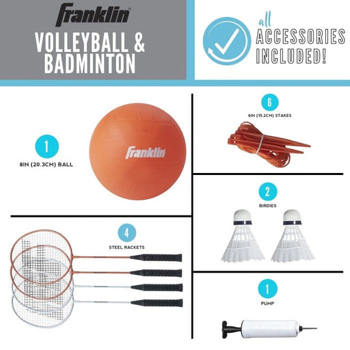 Franklin Sports Outdoor Games STARTER VOLLEYBALL AND BADMINTON SET