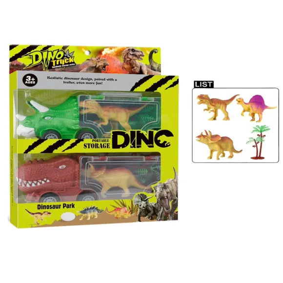 Fritz's Outdoor Discounts 2 Pack Dino Portable Storage Trailer Truck with Dinosaur Cargo Playset