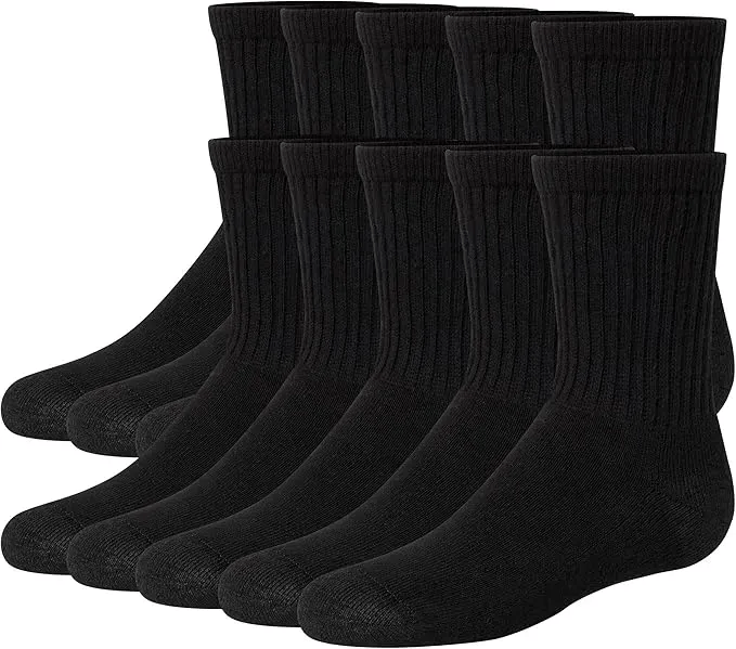 Hanes Socks Hanes Boys Black Crew Socks Size 9-11