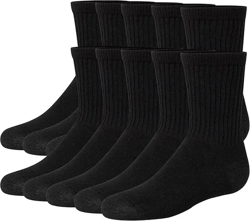 Hanes Socks Hanes Boys Black Crew Socks Size 9-11