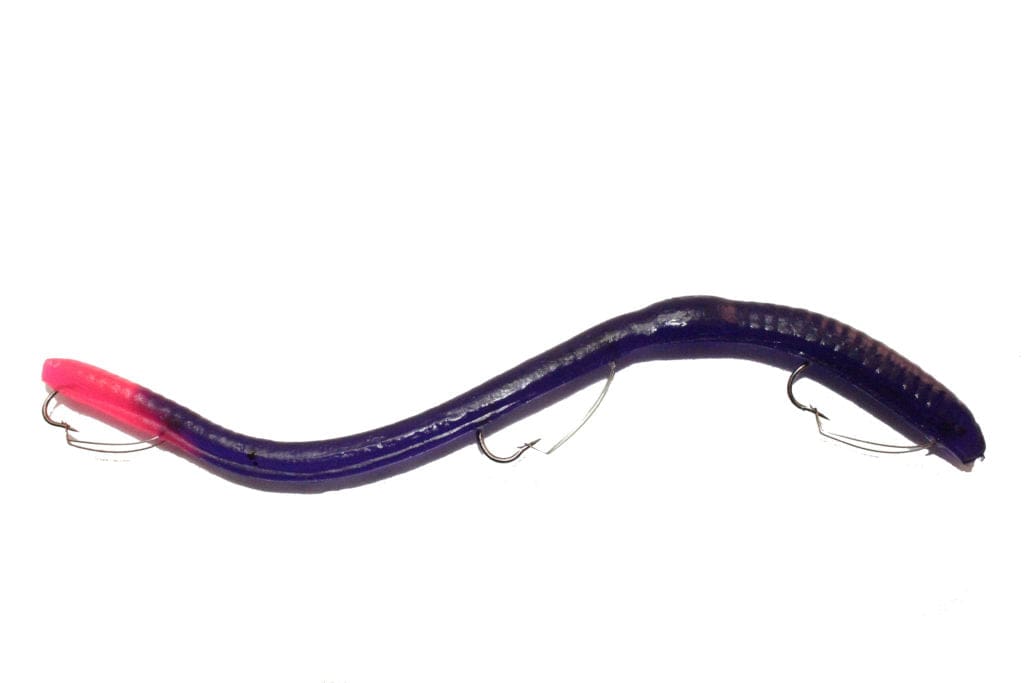 Ike-Con Pre-Rigged Lures & Jigs Grape/Fire Tail IKE-CON WEEDLESS PRE-RIGGED WORM 8"