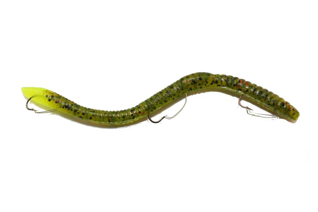 Ike-Con Pre-Rigged Lures & Jigs Watermleon/FC Tail IKE-CON REGULAR PRE-RIGGED WORM 6 1/4″