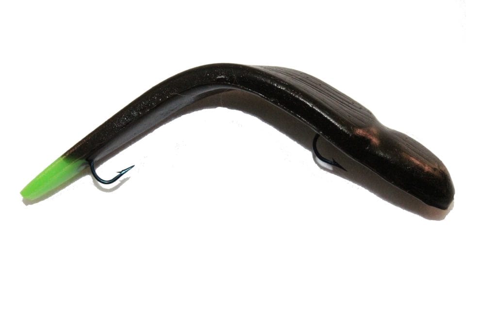 Ike-Con Soft Bait Black/Glow Tip IKE-CON THE LEECH 4″