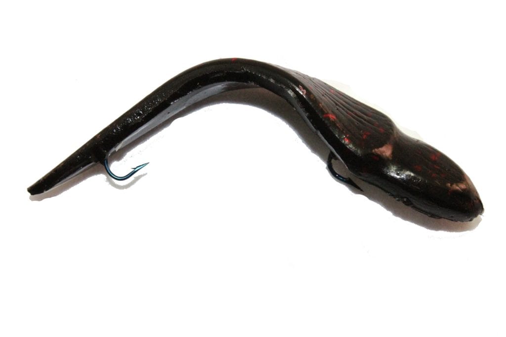 Ike-Con Soft Bait Black/Red Glitter IKE-CON THE LEECH 4″