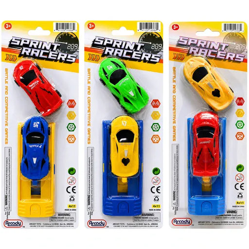 Kole Imports 2 Piece Sprint Racers Pull-Back Sports Car Launcher Set in Assorted Colors