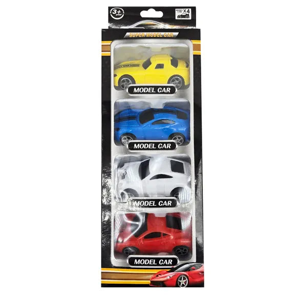 Kole Imports 4 Pack MultiColor Sports Car Models Toys