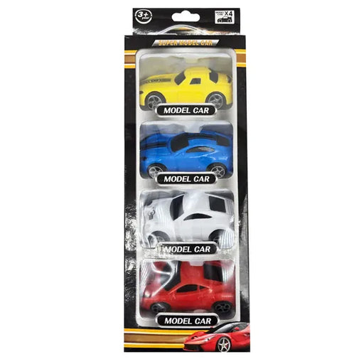 Kole Imports 4 Pack MultiColor Sports Car Models Toys