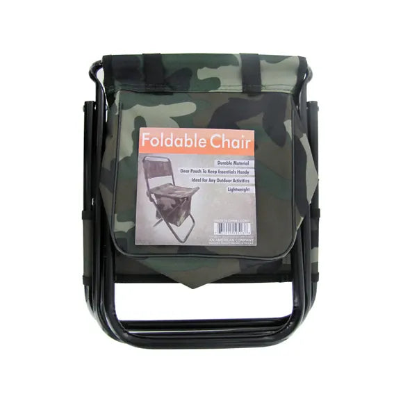 Kole Imports Camouflage Foldable Chair with Zipper Gear Pouch