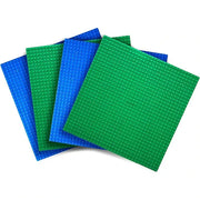 Kole Imports Creative QT Lego Compatible 4 Pack 10"x10" Brick Building Baseplates in Green and Blue