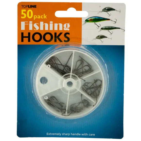 Kole Imports Fish Hooks Fishing Hooks Set in Divided Case
