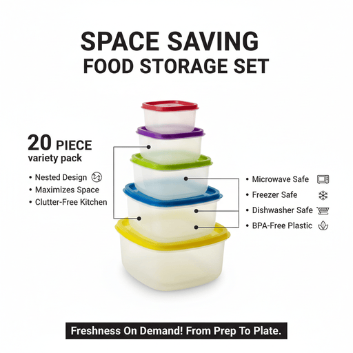 Kole Imports Food Storage Containers 20 Piece Variety Pack Food Storage Containers Set