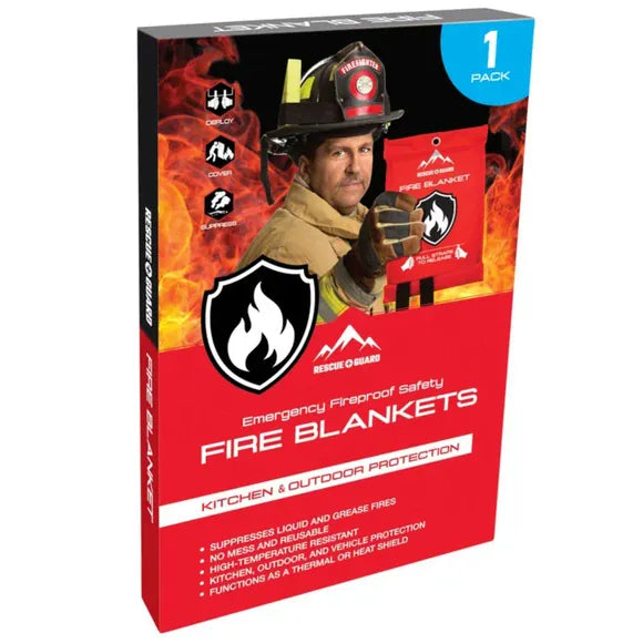 Kole Imports Rescue + Guard Emergency Fireproof Safety Fire Blanket 39" x 39"