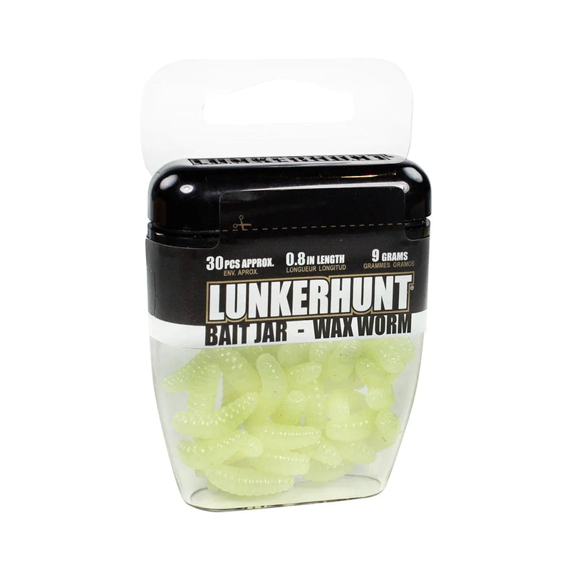 LunkerHunt Soft Bait GLOW WAX WORM BAIT JAR .75" 1/3oz