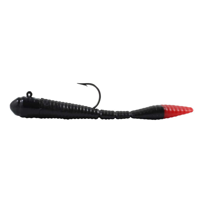 Northland Tackle Pre-Rigged Lures & Jigs BLACK WITH RED TAIL MIMIC MINNOW LIMBER LEECH 1/4 OZ, #2/0 Hk, 3 1/2"