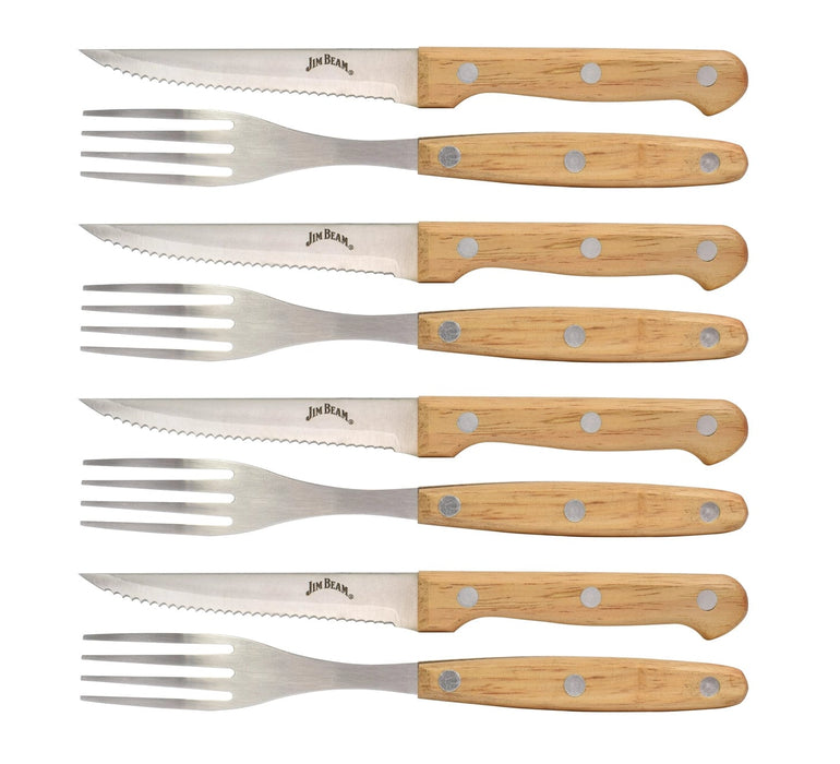 StyleAsia Cooking Jim Beam Set of 8 Stainless Steel Steak Knives and Forks