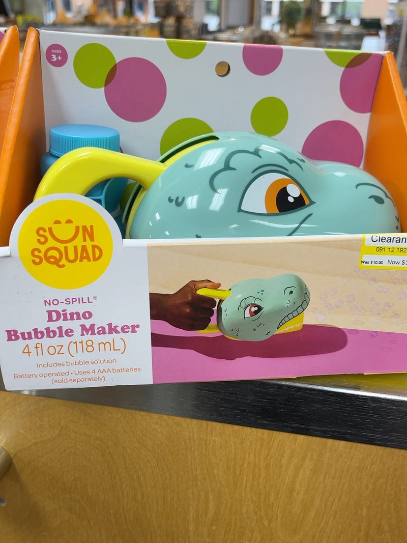 Sun Squad Bubble Toys Sun Squad No-Spill Dino Bubble Maker with 4 oz Bubble Solution