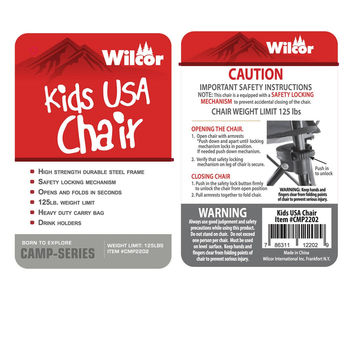 Wilcor Folding Chairs KIDS USA CAMPING CHAIR