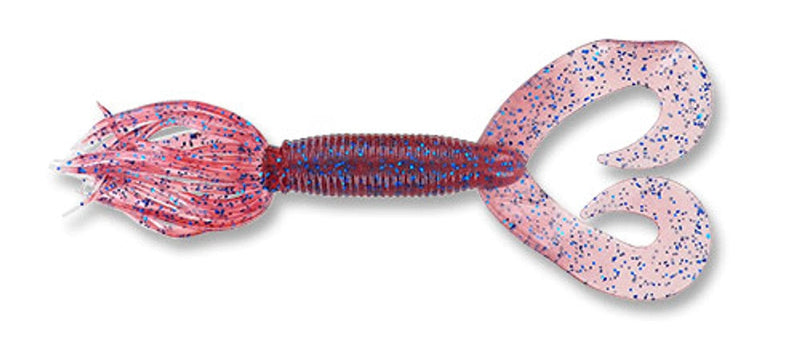 Yamamoto Soft Bait CINNAMON W/ RED & BLUE FLAKE YAM 5" DOUBLE TAIL HULA GRUB (10 pack)