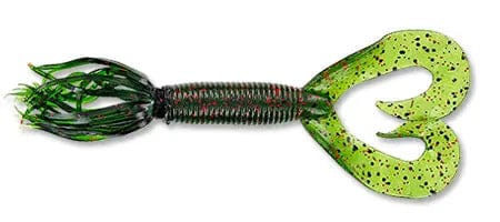 Yamamoto Soft Bait WATERMELON W/ BLACK & RED FLAKE YAM 4" DOUBLE TAIL HULA GRUB (10 pack)